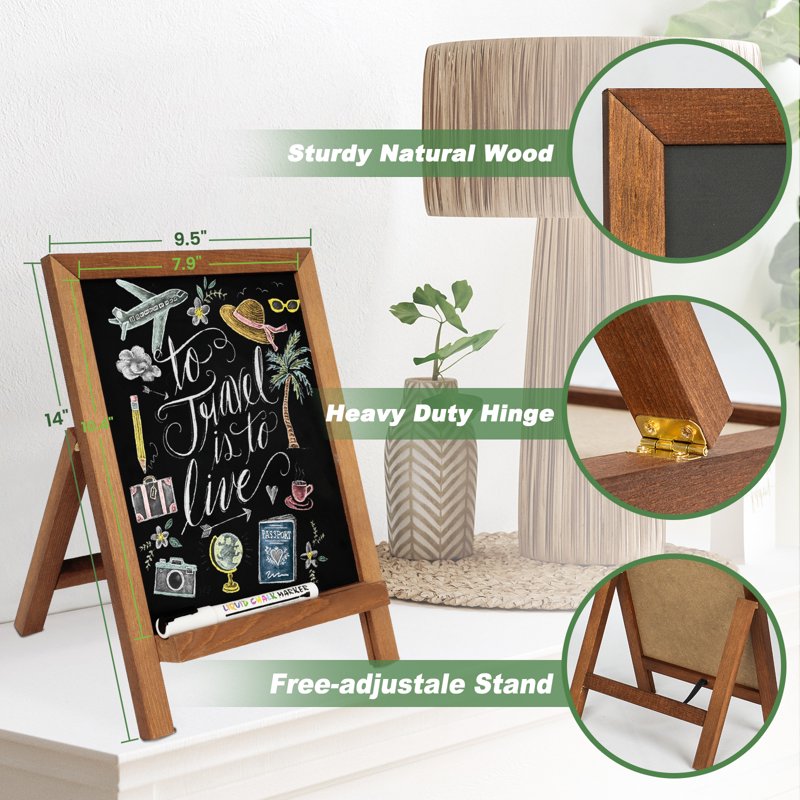 Small 10x14 Inch Magnetic Chalkboard Sign with Wooden Frame for Wedding & Kitchen
