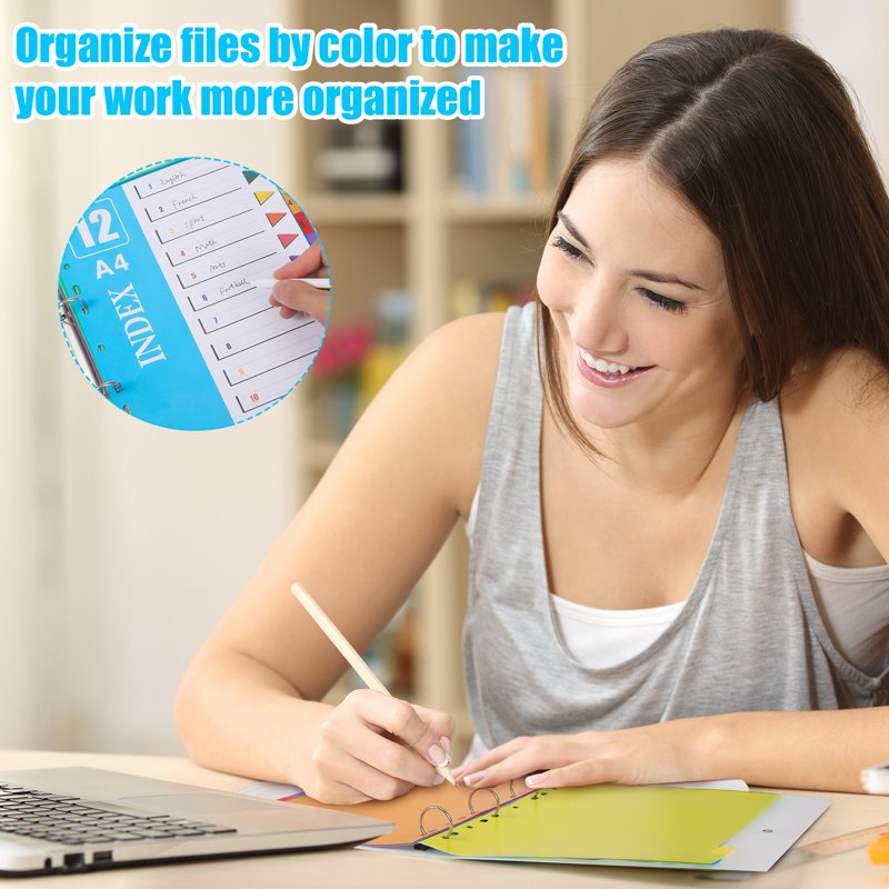 60-Tab Binder Dividers Set with 12 Color-Coded Tabs for 3-Ring Binders, Waterproof Plastic Office & School Supplies
