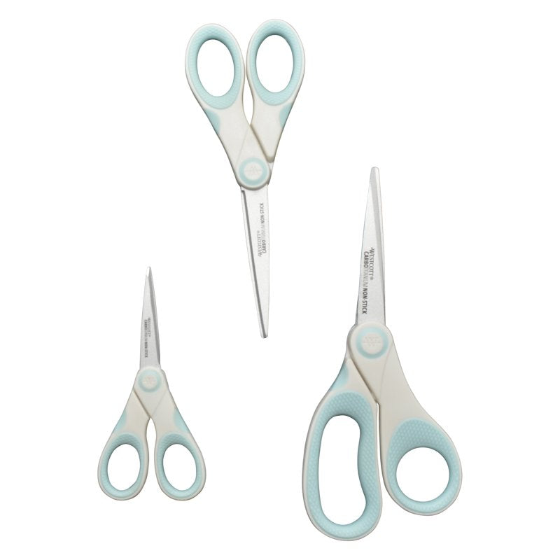 Non-Stick Craft & Office Scissors 8 7 5 Inch 3-Pack - Sharp, Durable, Comfortable Handles