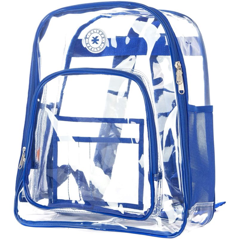 Heavy Duty Clear PVC Backpack Security Bag for Work & School - Royal Blue