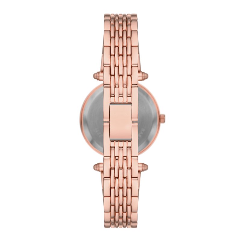 Rose Gold Women's Wristwatch Set with Crystal-Accent Bracelet - Casual & Elegant