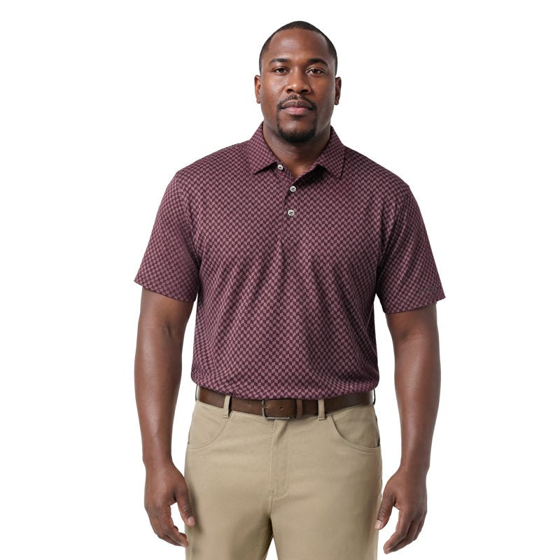 Men's Performance Herringbone Print Golf Polo Shirt - Short Sleeve Activewear