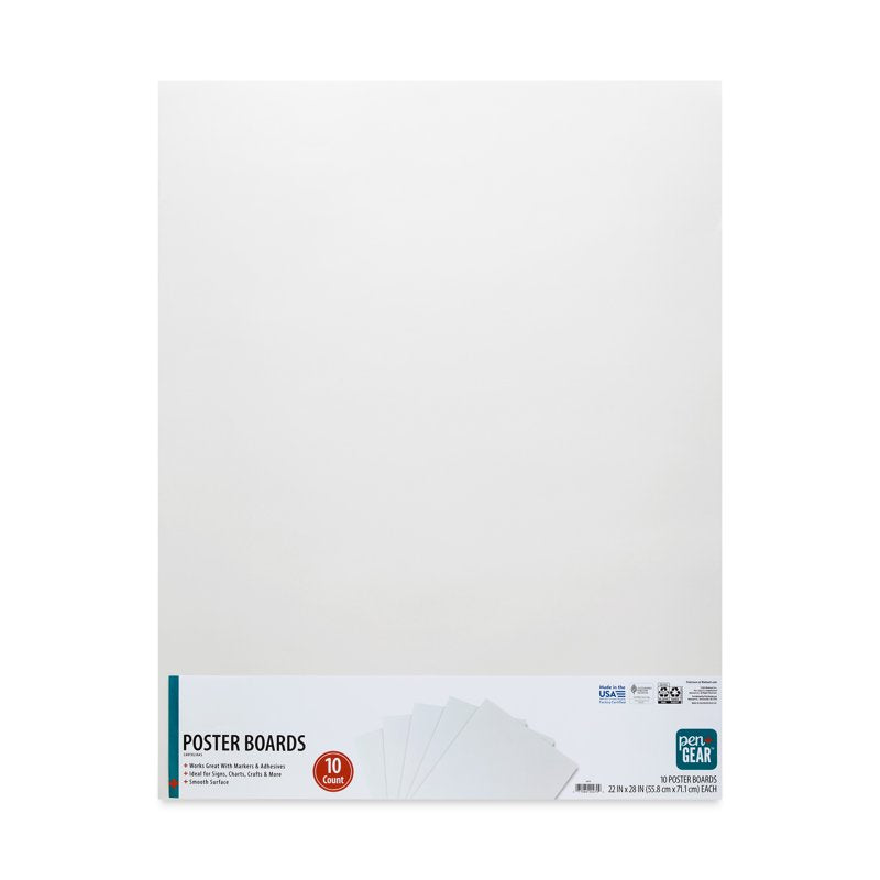 White Poster Board 22x28 Inches - 10 Sheets for Signs & Crafts
