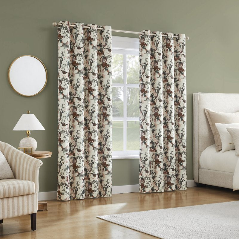 Blackout Floral Curtain Panel - Thermal, Light-Blocking, Noise-Reducing 50"x63"