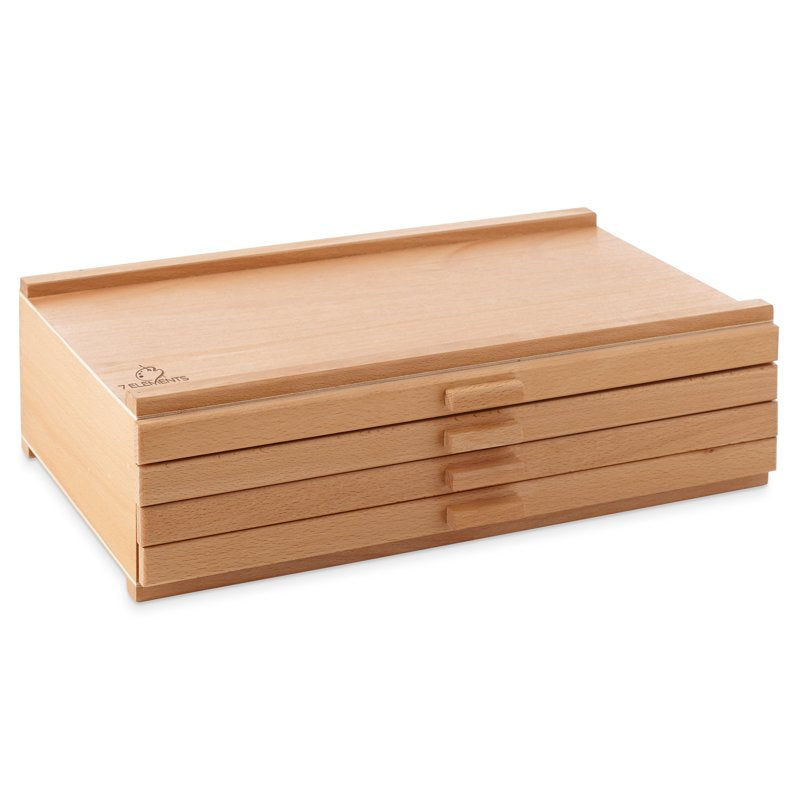 Wooden Art Supply Storage Box with Multiple Drawers for Pastels Pens and Brushes