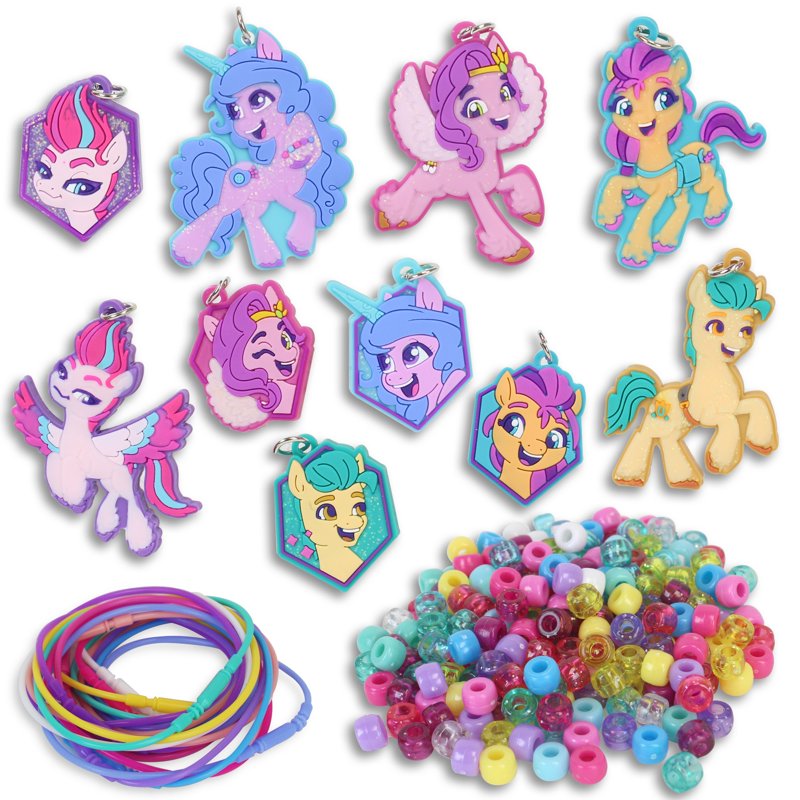 Deluxe Sparkling Necklace Activity Set for My Little Pony - Pink-Sky Blue Variation, 10 Charms Ages 3+