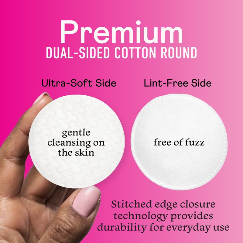 Cotton Rounds for Makeup Removal & Skincare - Hypoallergenic, 100% Pure Cotton Pads
