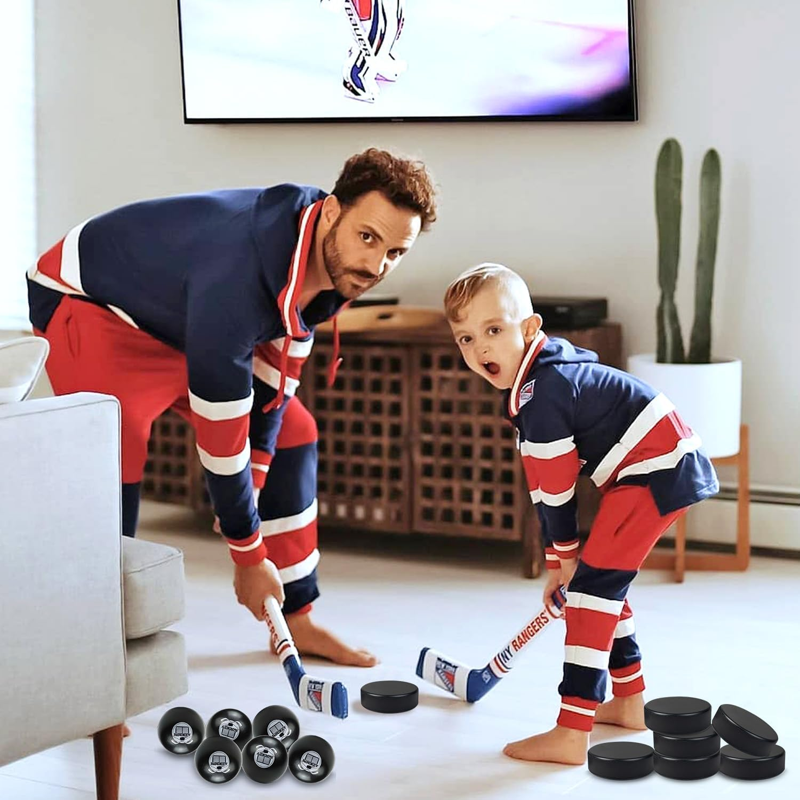 12 Black Foam Hockey Balls and Pucks Set - Indoor Training Equipment for Kids & Adults