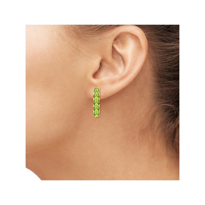 Peridot Hoop Earrings 3 CTW in Gold-Plated Silver Hypoallergenic Jewelry for Women