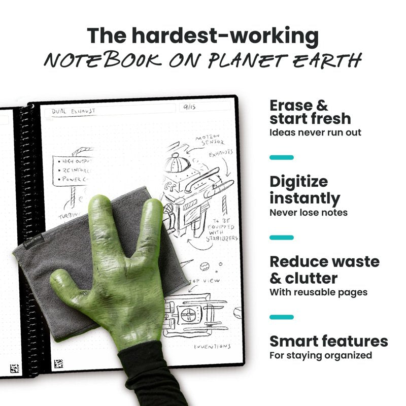 Reusable Smart Notebook for Digital Note-Taking, Letter Size, Gray