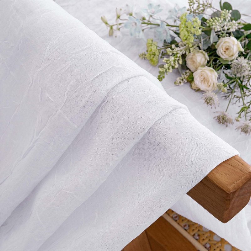 MKHILL White Crushed Valance Curtains 42x14