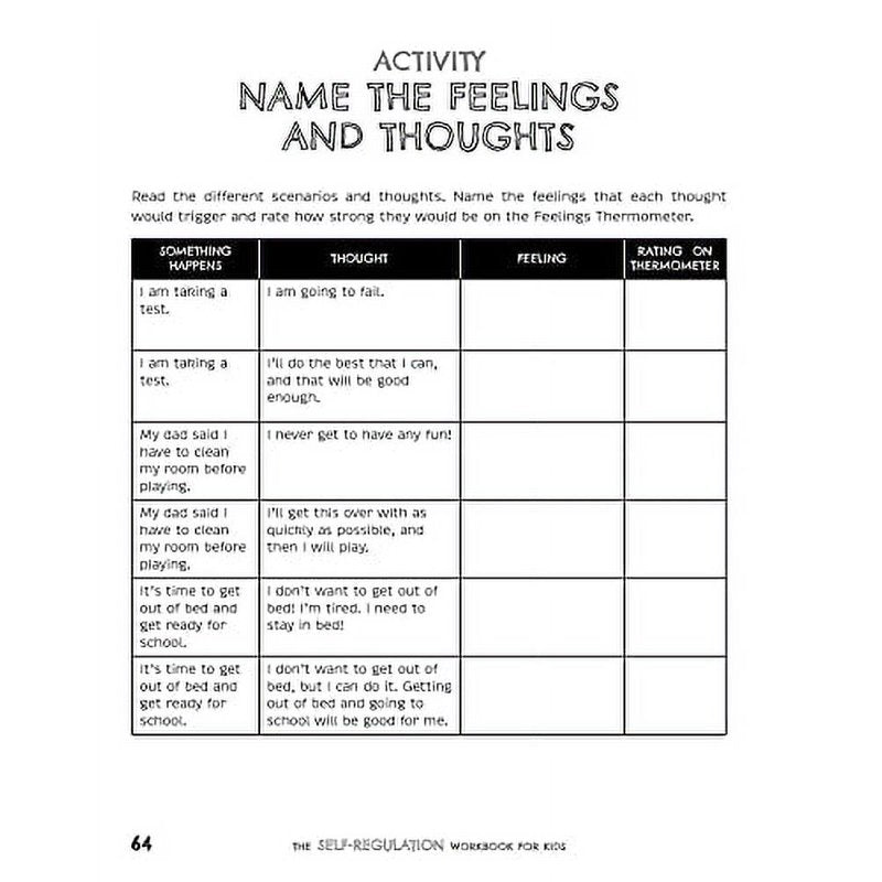Self-Regulation Workbook for Kids - CBT Exercises & Emotional Coping Strategies