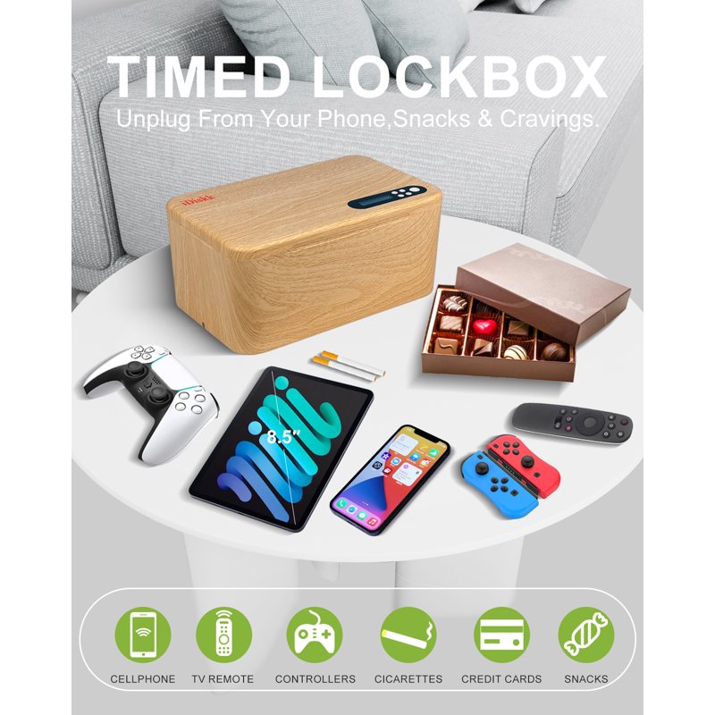 Secure Lockable Storage Box with Timer for Phones, Medicine, and Valuables