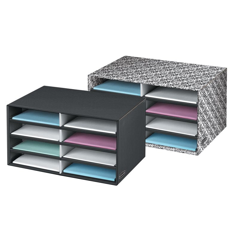 Decorative Letter Organizer with 8 Compartments - Black & Gray Pinstripe
