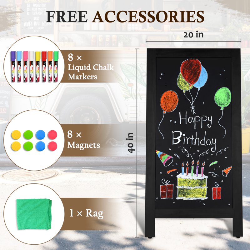 40x20 Inch Double-Sided Magnetic A-Frame Chalkboard Sign for Restaurants & Events