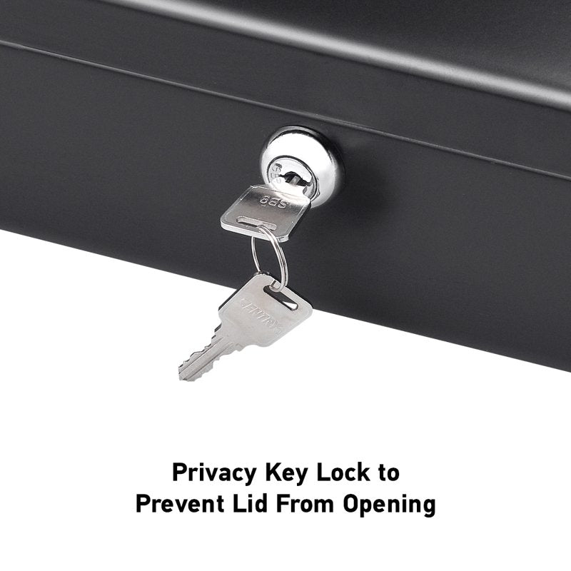 Steel Cash Box with Key Lock - Portable Locking Storage for Cash & Small Items