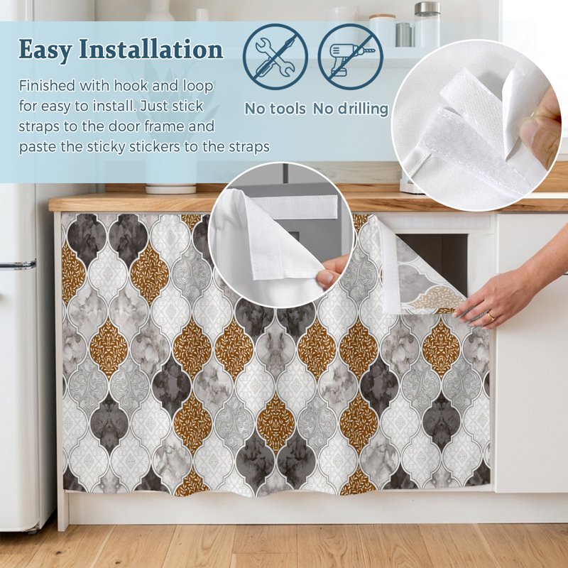 Waterproof Kitchen Cabinet Curtain - Under Sink Dust-Proof & Protective Dust Cover