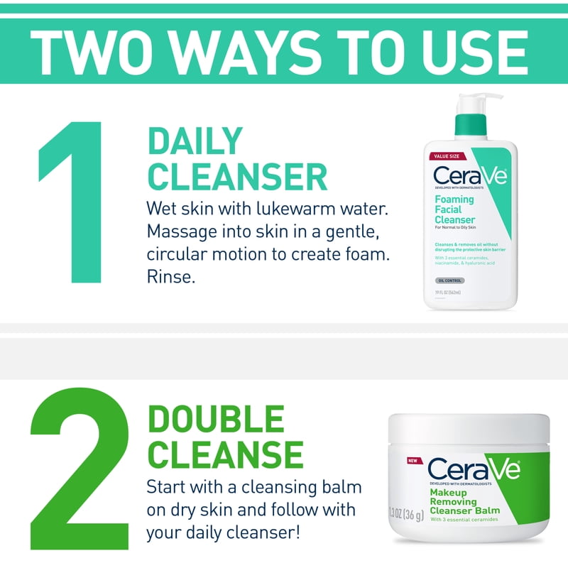2 Pack Foaming Facial Cleanser for Normal to Oily Skin - Fragrance-Free & Gentle