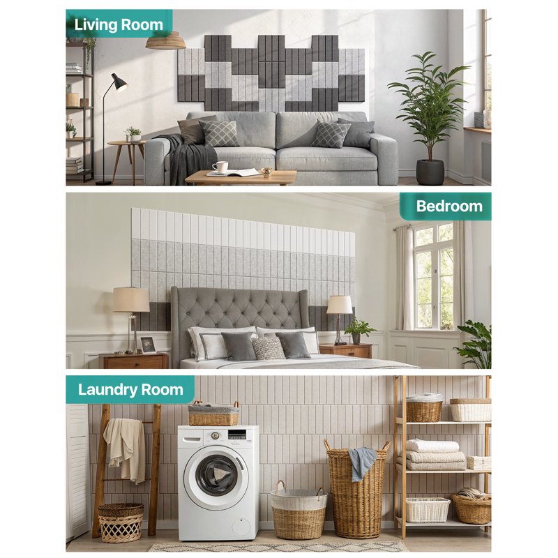 Self-Adhesive Soundproof Foam Wall Panels 12 Pack - Acoustic Soundproofing Tiles for Walls & Ceilings