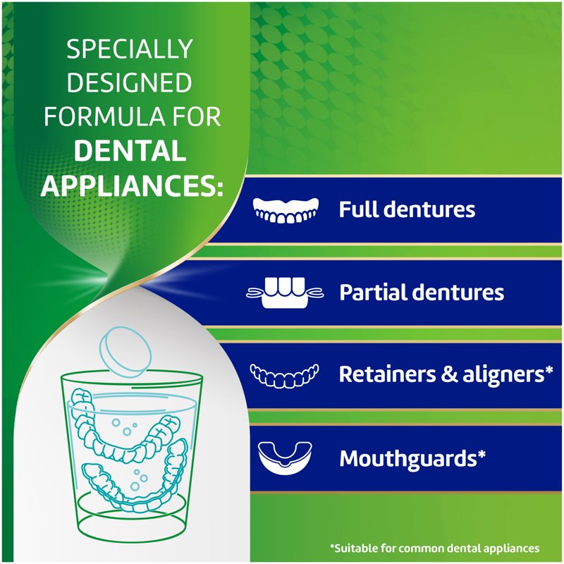 Denture & Mouthguard Cleaning Tablets - Antibacterial Whitening, 180-Count Options