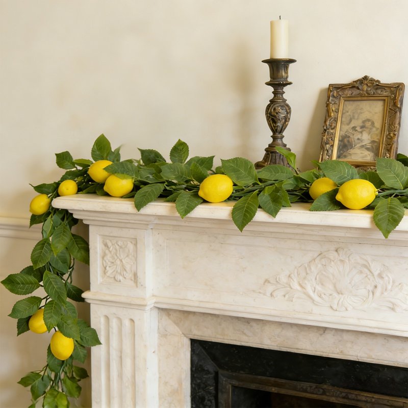 6Ft Artificial Lemon Vine Garland for Christmas Holiday Decor - Reusable Greenery