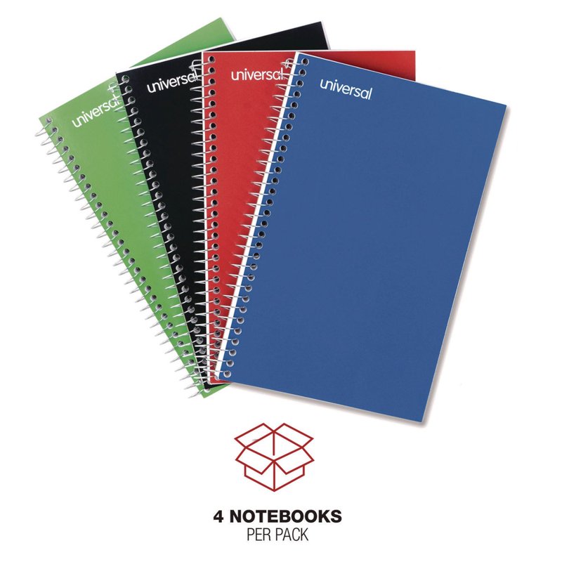 Wirebound Notebook 9.5 x 6 Inches 3 Subjects Medium College Rule Assorted Color Covers 120 Sheets Pack of 4