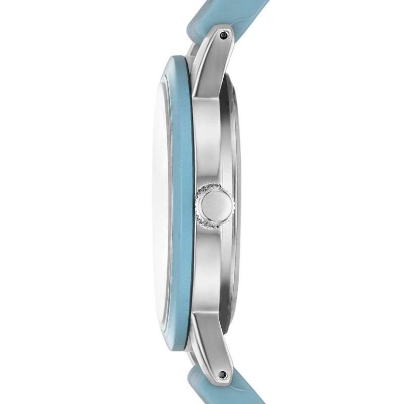 Light Blue Silicone Strap Women's Watch with Silver Round Case - Easy Read Dial