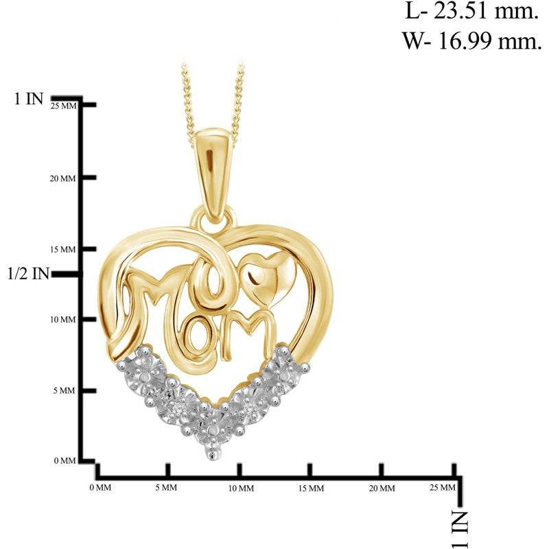 Gold Plated Mother Daughter Necklace with White Diamonds - Gift for Women