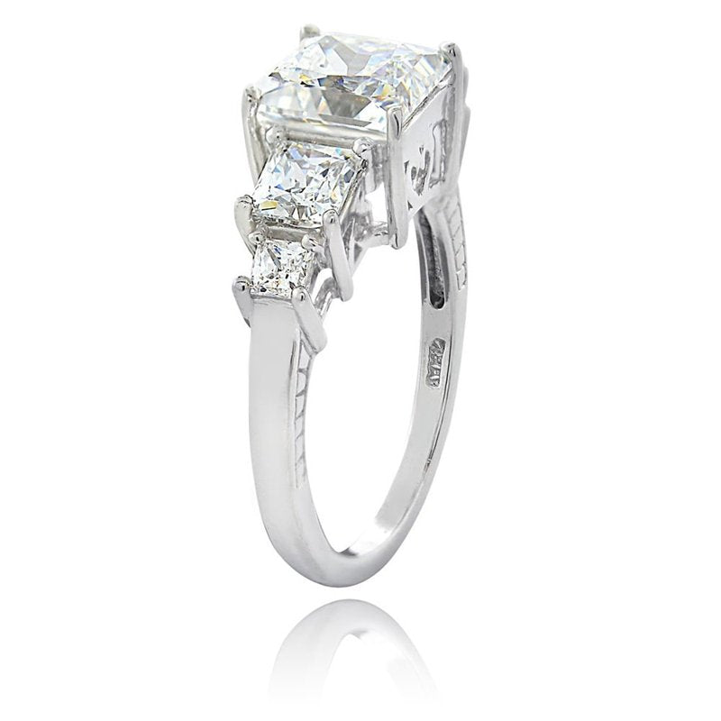 Sterling Silver Engagement Ring with Cubic Zirconia - Multiple Sizes