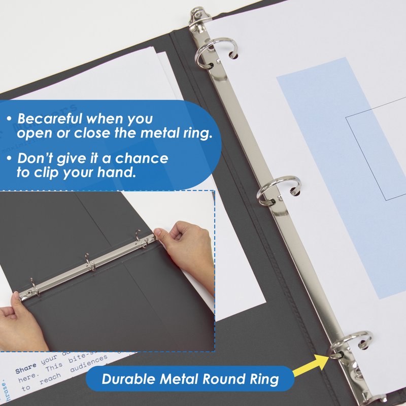 Economy View 3-Ring Binder Set - Black, Holds 100 Sheets, Various Sizes & Colors