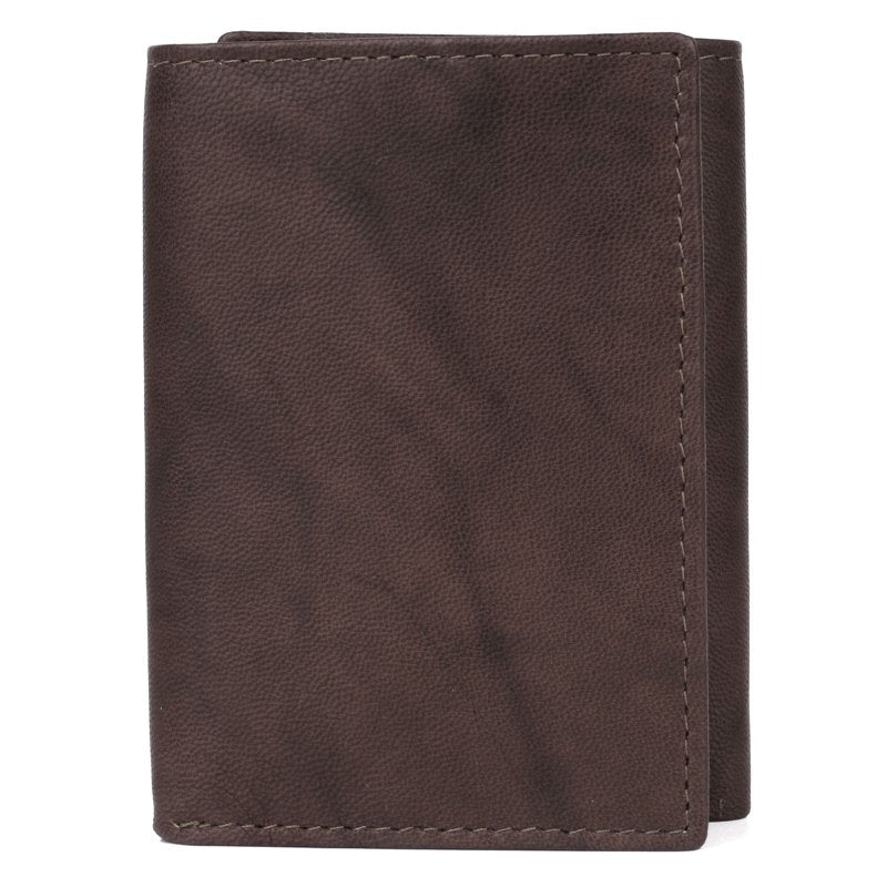 Men's Leather Three-Fold Wallet with ID Window and Card Slots