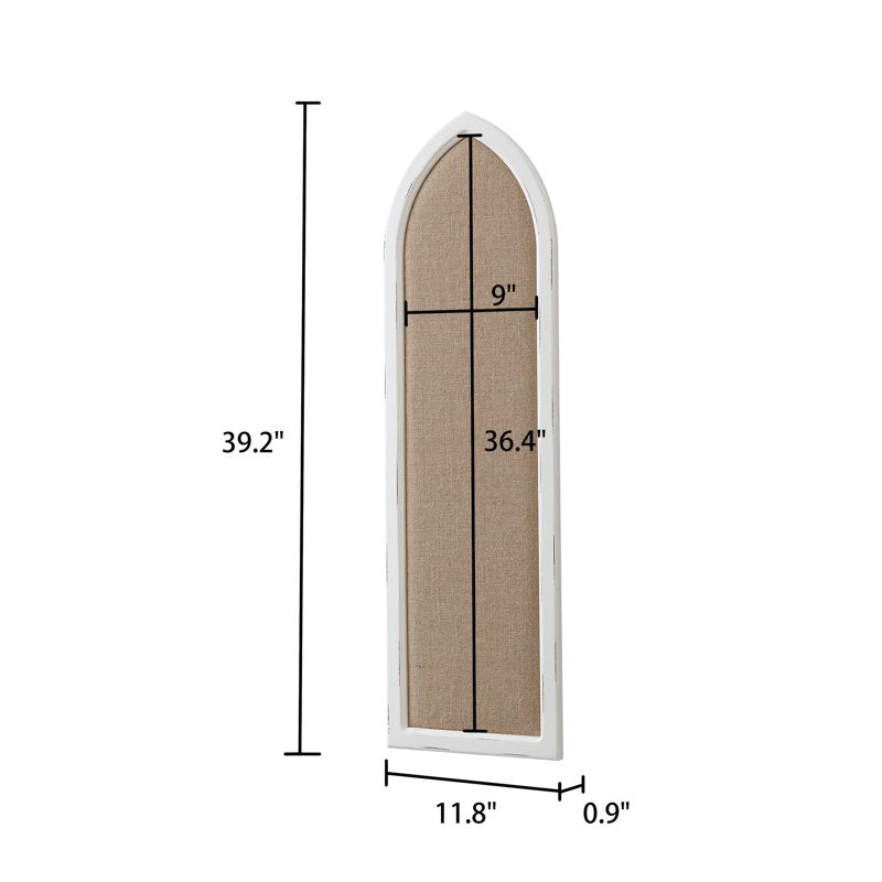 White Linen Bulletin Board with Wooden Frame - Vertical Wall Organizer