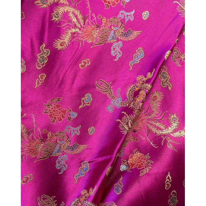 Luxurious Chinese Dragon Brocade Fabric by The Yard - Vibrant Polyester Textile for Costumes & Crafts