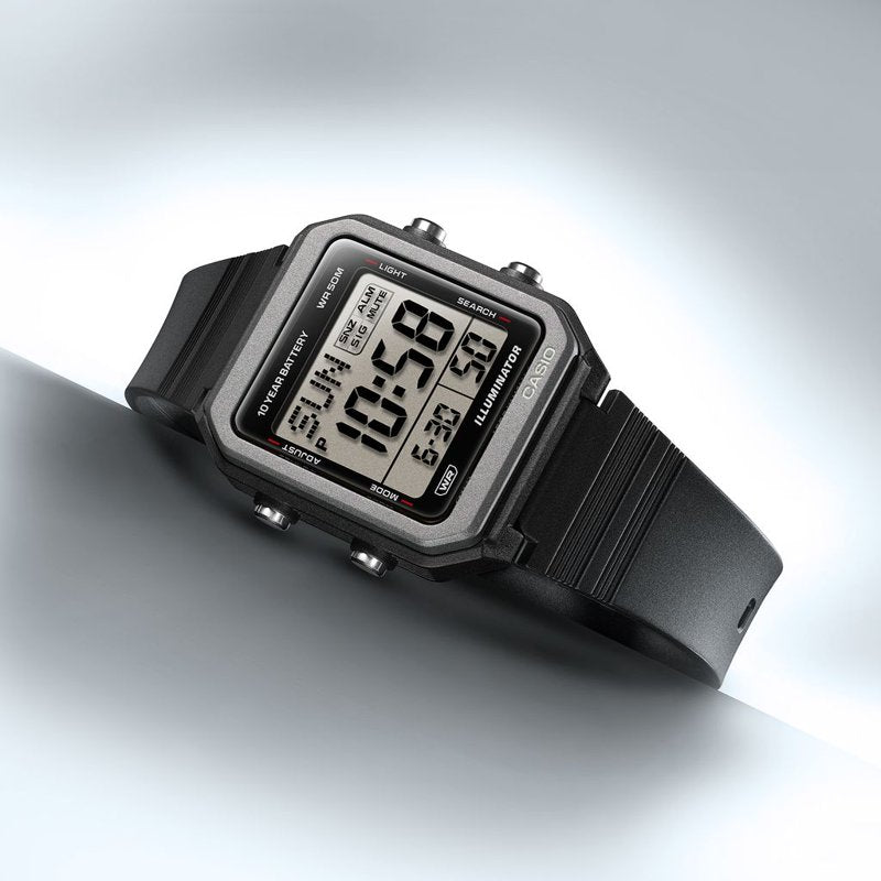 Casio Digital Watch Black Resin 10 Year Battery Waterproof 50M W221H-1AVKC