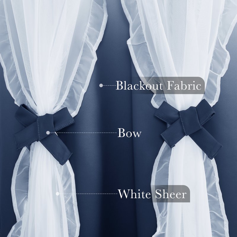 Double Layer Blackout & Sheer Window Curtains for Living Room - Thermal Insulated Grommet Drapes