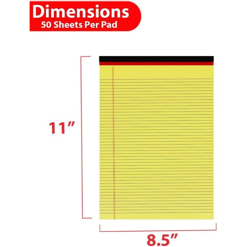 Legal Wide Ruled Notepad 50 Sheets - Canary Yellow, 48-Pack