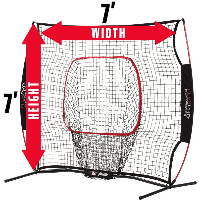 Baseball & Softball Practice Net with Pitching Target 7x7 ft - All Weather Training Equipment