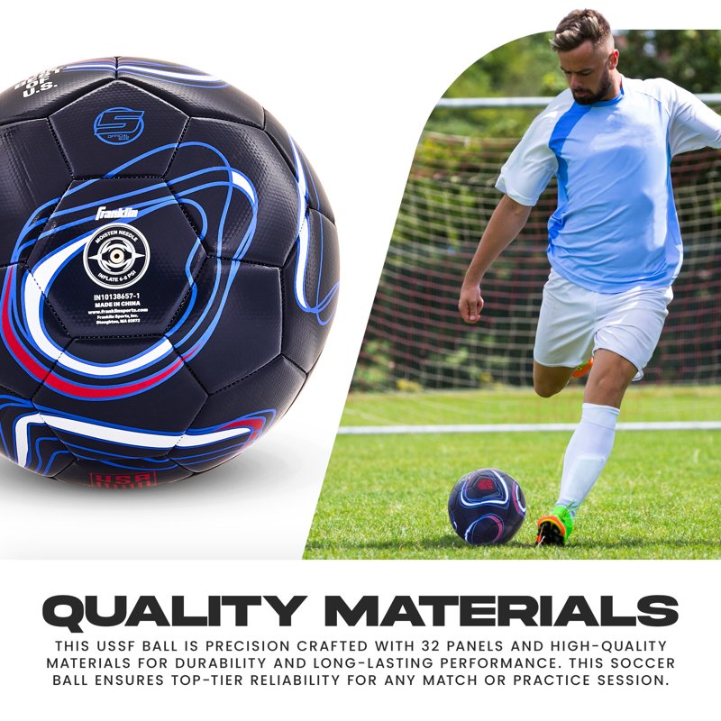 USSF Soccer Ball Size 5 with Pump - Official Franklin Navy Premium Ball for Matches & Training - Variation 5