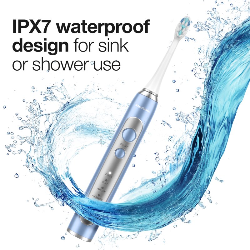 Electric Toothbrush with 5 Modes, 30-Day Battery, Travel Case & 4 Brush Heads