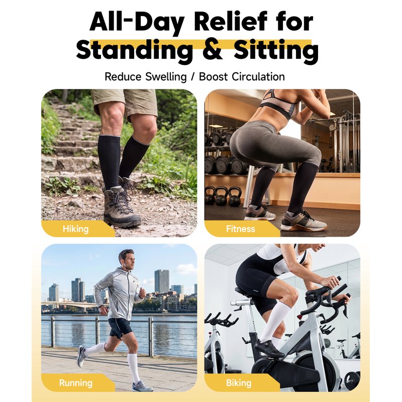 Unisex Compression Socks 20-30mmHg Support for Travel Running Sports
