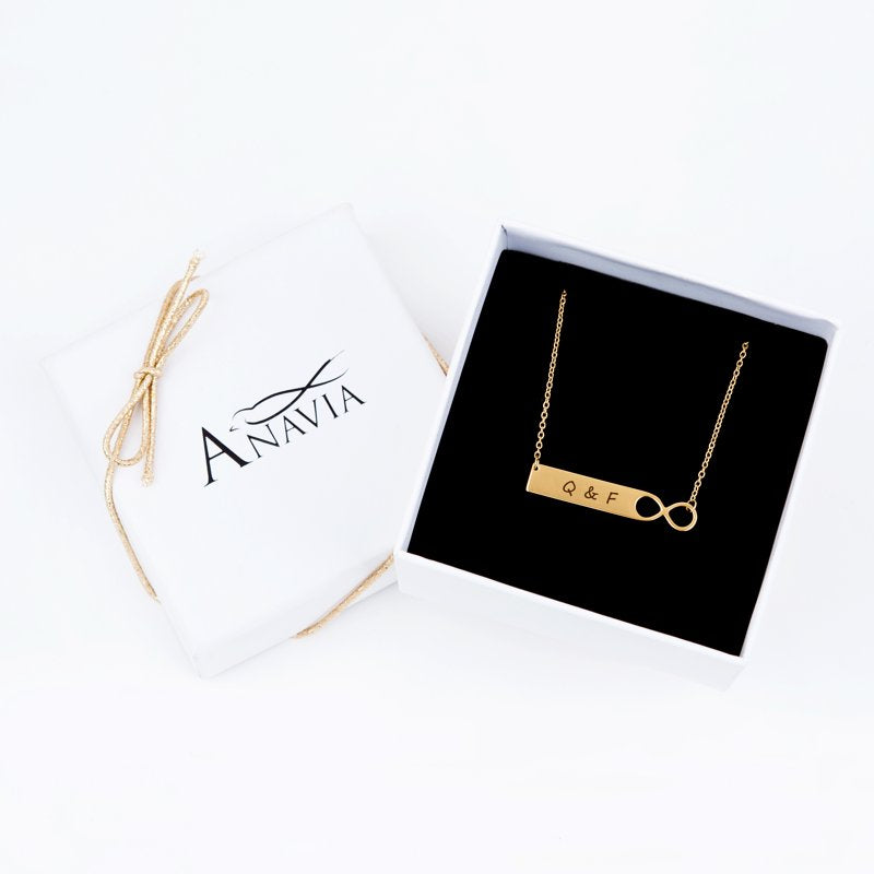 Personalized Infinity Bar Necklace for Women - Custom Engraved Gift for Her