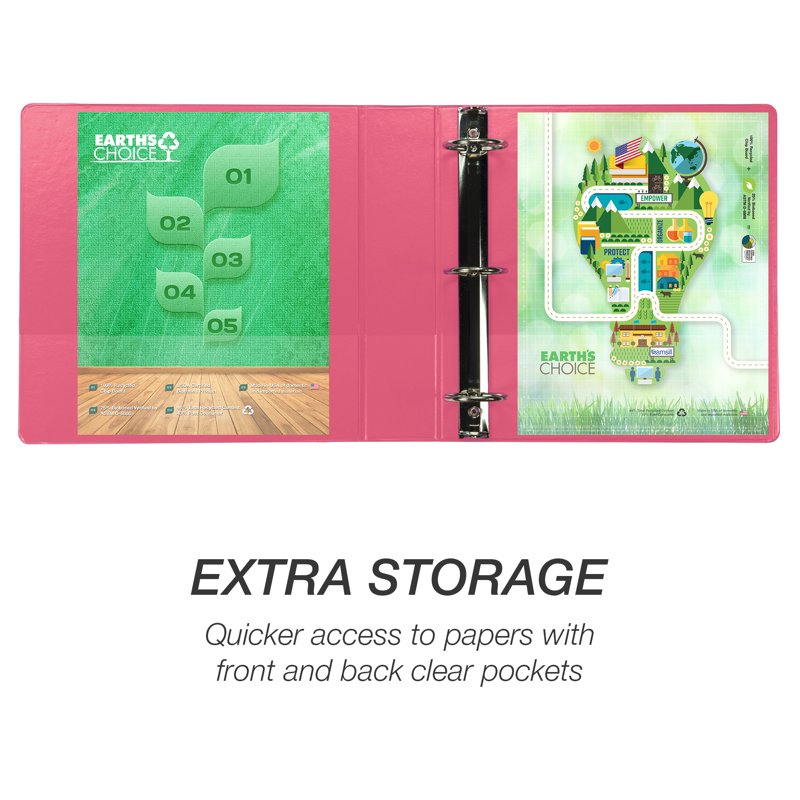 Eco-Friendly Pink 2-Inch Round Ring View Binder - Durable & Sustainable, 425 Sheets
