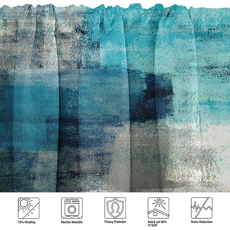 Modern Abstract Window Valances Set - 2 Pack Blackout Drapes for Living Room & Kitchen