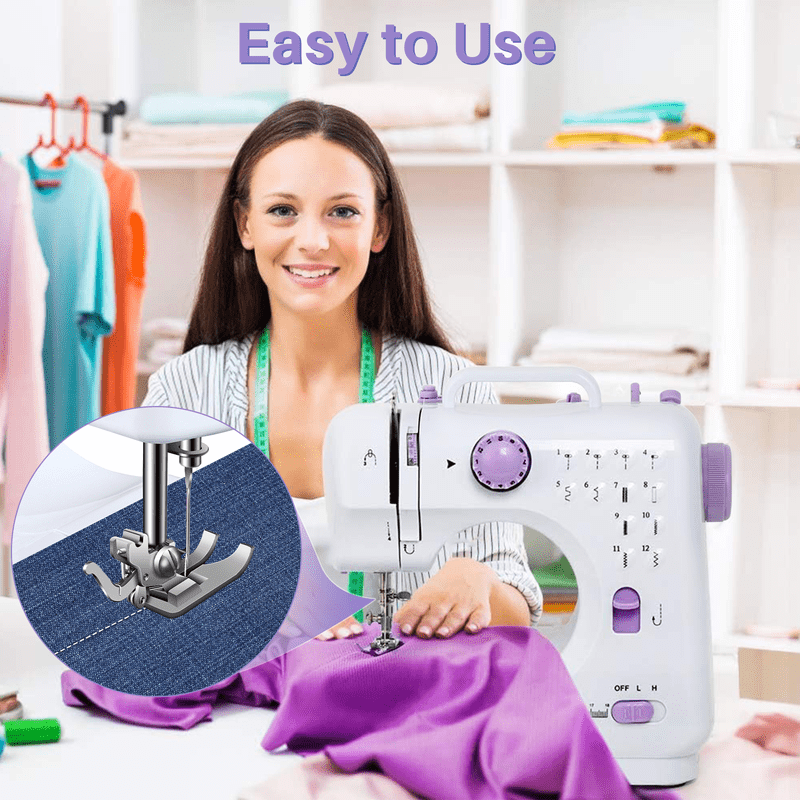 Portable Sewing Machine for Beginners with 12 Stitches, Compact & Lightweight