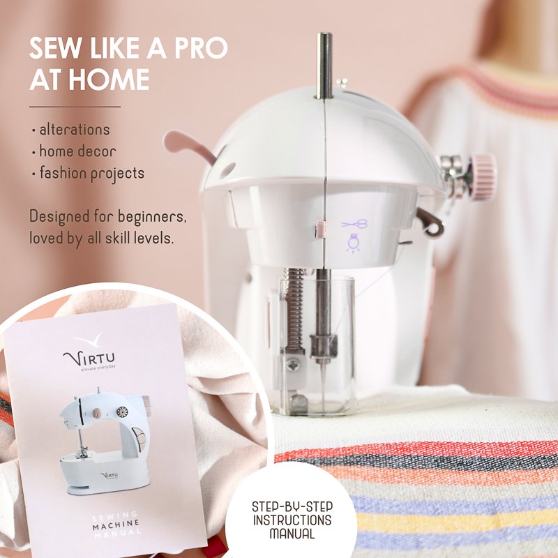 Mini Portable Sewing Machine Kit for Beginners & Kids - Craft Supplies Included