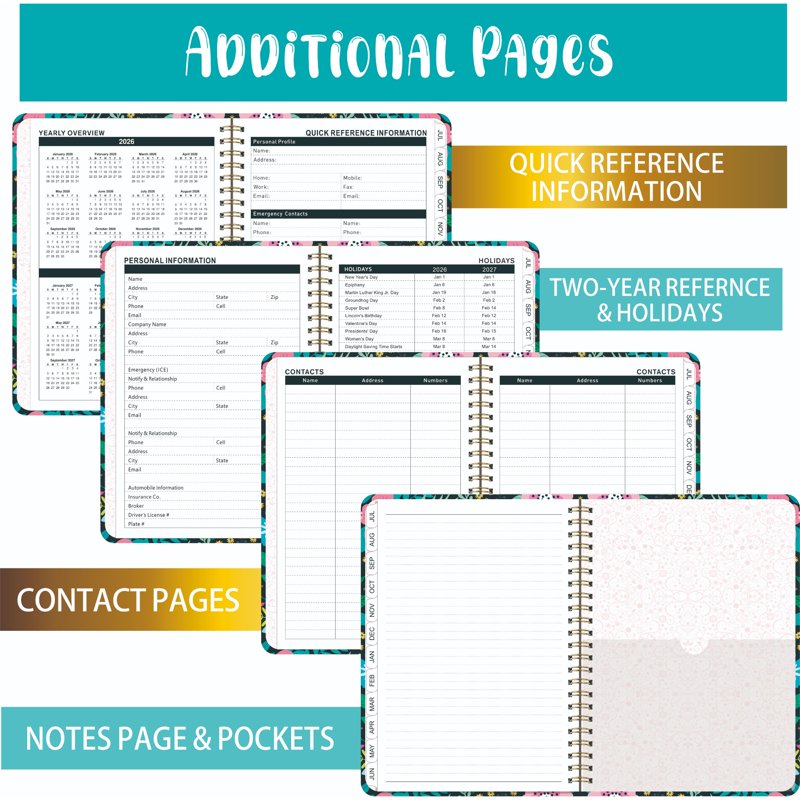 2026-2027 Daily Planner Weekly & Monthly Organizer Hardcover with Tabs Notes