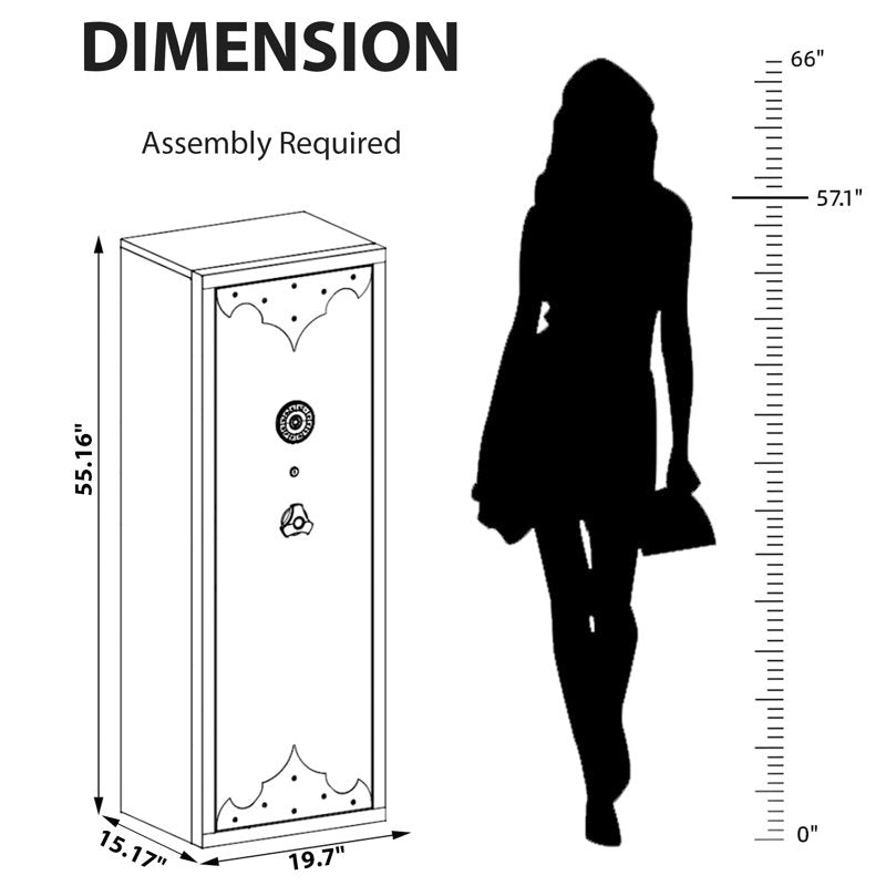 Large Gun Safe with Removable Shelf and Gun Rack - Secure Storage for 10-15 Firearms