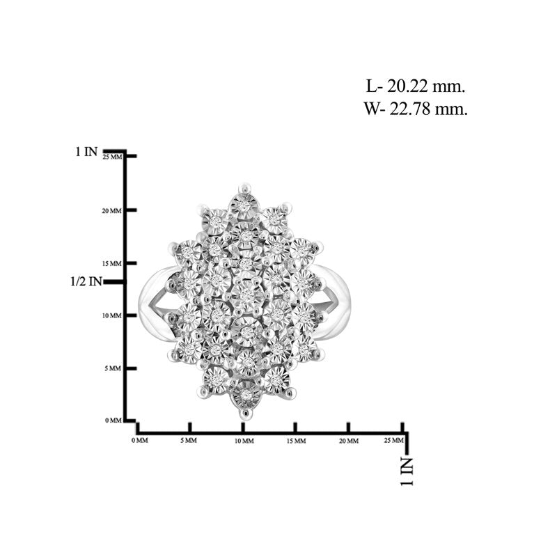 Sterling Silver White Diamond Cluster Ring for Women - Elegant Everyday Jewelry