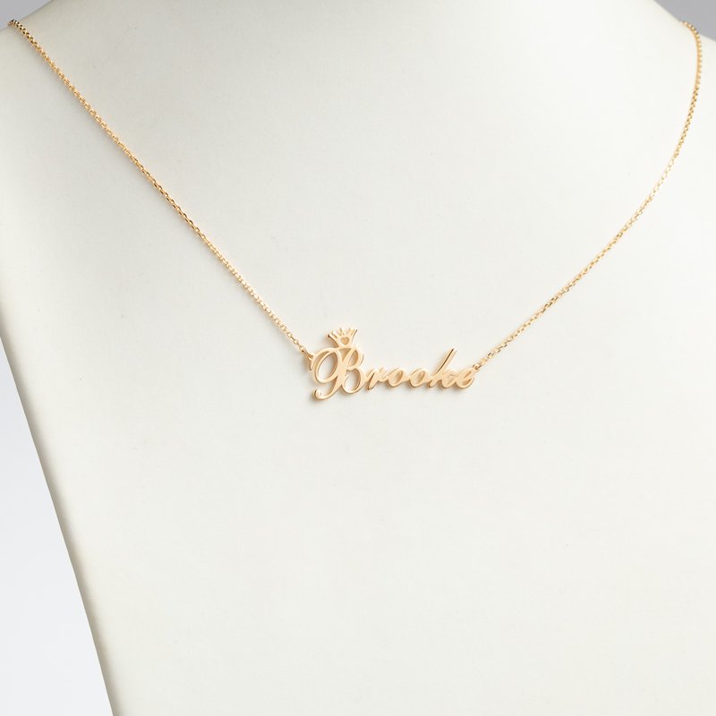 Personalized Girl's Sterling Silver or Gold Over Silver Name Necklace with Crown Pendant