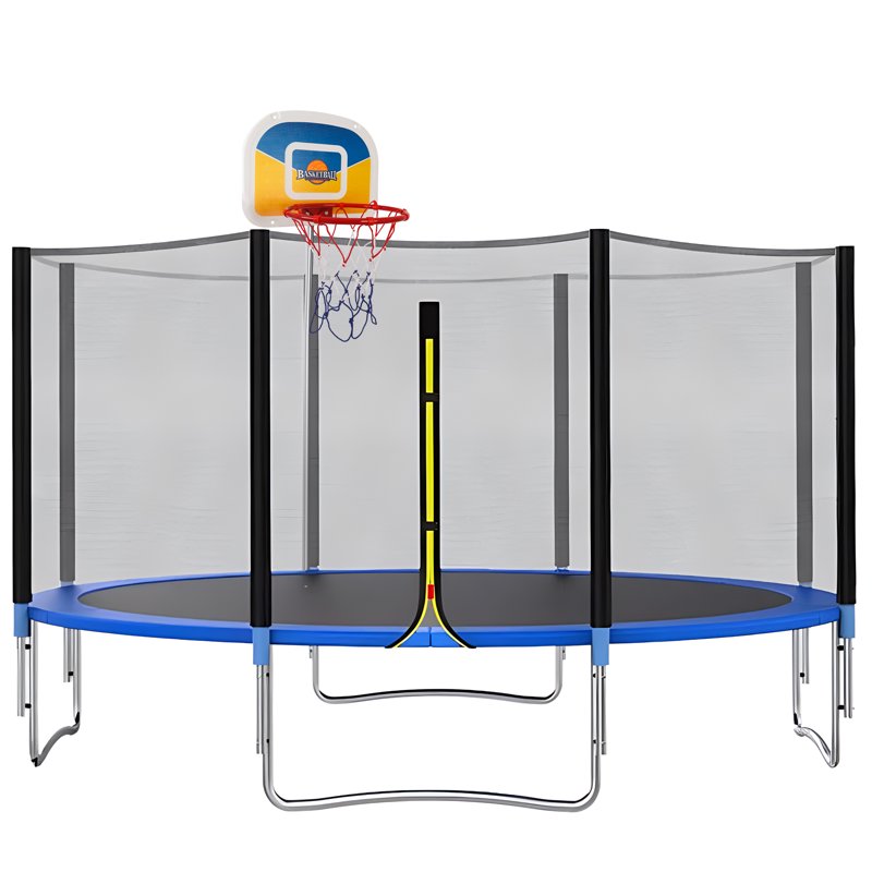 Mini Trampoline Basketball Hoop Set with 9-Inch Rim, Mini Basketball & Pump
